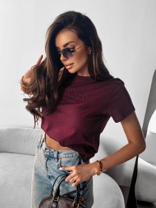 T-SHIRT DAMSKI OLAVOGA SUBTLE BURGUNDOWY