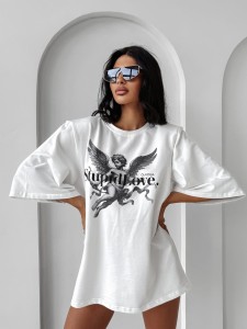 T-SHIRT DAMSKI OLAVOGA FOREST MOSS BIAŁY