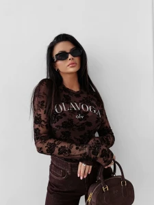 BLUZKA DAMSKA OLAVOGA SEPIA BRĄZOWA