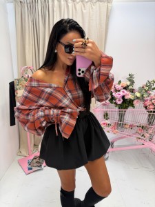 KOSZULA LA MILLA DZWONEK KRATA CEGLANA