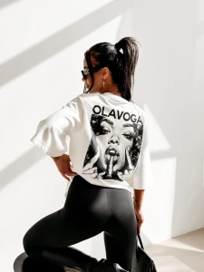 T-SHIRT DAMSKI OLAVOGA FIOAGE ECRU