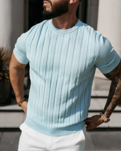 T-SHIRT MĘSKI OLAVOGA XAE BŁĘKITNY