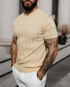 T-SHIRT MĘSKI OLAVOGA XAE BEŻOWY