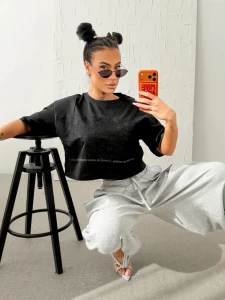 T-SHIRT DAMSKI OLAVOGA VERLACE CZARNY