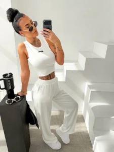 SPODNIE DAMSKIE OLAVOGA LUXE LOUNGE ECRU