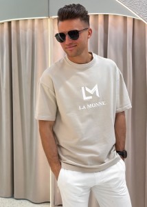 T-SHIRT MĘSKI LA MONNE MATCHING SET MONNE BEŻOWY