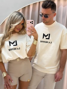 T-SHIRT MĘSKI LA MONNE MATCHING SET MONNE BEŻOWY (1)
