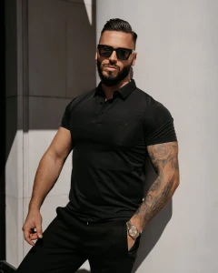 T-SHIRT MĘSKI POLO OLAVOGA ZAIN CZARNY