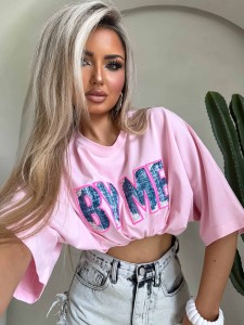 T-SHIRT BY ME JEANS PUDROWY RÓŻ