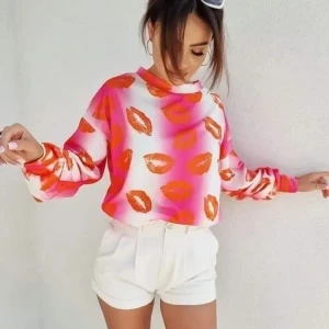 BLUZA BYME USTA RÓŻOWA