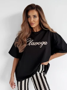T-SHIRT DAMSKI OLAVOGA AMYRAL CZARNY