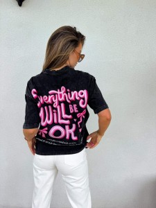 DEKATYZOWANY T-SHIRT BY ME WILL BE OK CZARNY