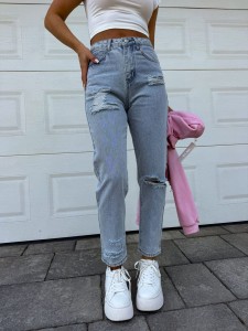 SPODNIE JEANSY BY ME MOM FIT PREMIUM NIEBIESKIE