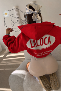 BLUZA LA COCA COMFY FIT ZIP HOODIE CZERWONA