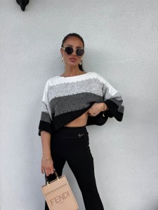 SWETER BY ME SOFT PASY SZARO CZARNY