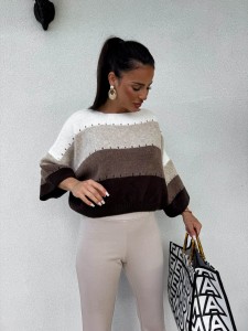 SWETER BY ME SOFT PASY BEŻ CZEKOLADA