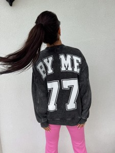 DEKATYZOWANA BLUZA BYME HAPPY 77 CZARNA