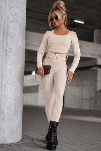 LEGGINSY MODELUJĄCE LA MONNE LINE BEŻOWE Z KLAMRĄ