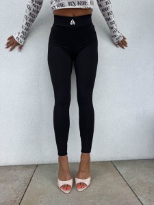 LEGGINSY BY ME GYM WHITE LOGO CZARNE