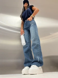 SPODNIE JEANSOWE DAMSKIE OLAVOGA CYNTE CIEMNY JEANS