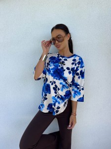 T-SHIRT BY ME MARMARIS PRINT KWIATY CHABROWA