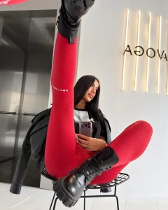 LEGGINSY DAMSKIE OLAVOGA NOATI CZERWONE
