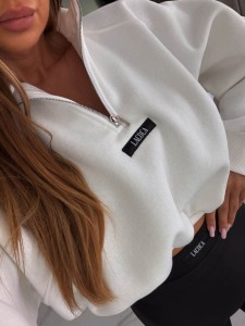 BLUZA LA COCA LOGOTYPE ZIP ŚMIETANA