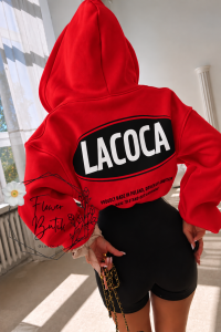 BLUZA LA COCA COMFY FIT ZIP HOODIE CZERWONA