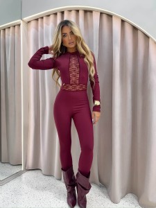 KOMBINEZON LAMONNE LACE RIB BORDOWY