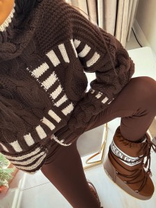 SWETER GOLF BY ME TRAIN CZEKOLADOWO BEŻOWY