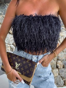 TOP BY ME SHAGGY CZARNY