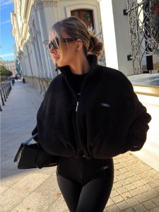 KURTKA LA COCA TEDDY PUFFER CZARNA